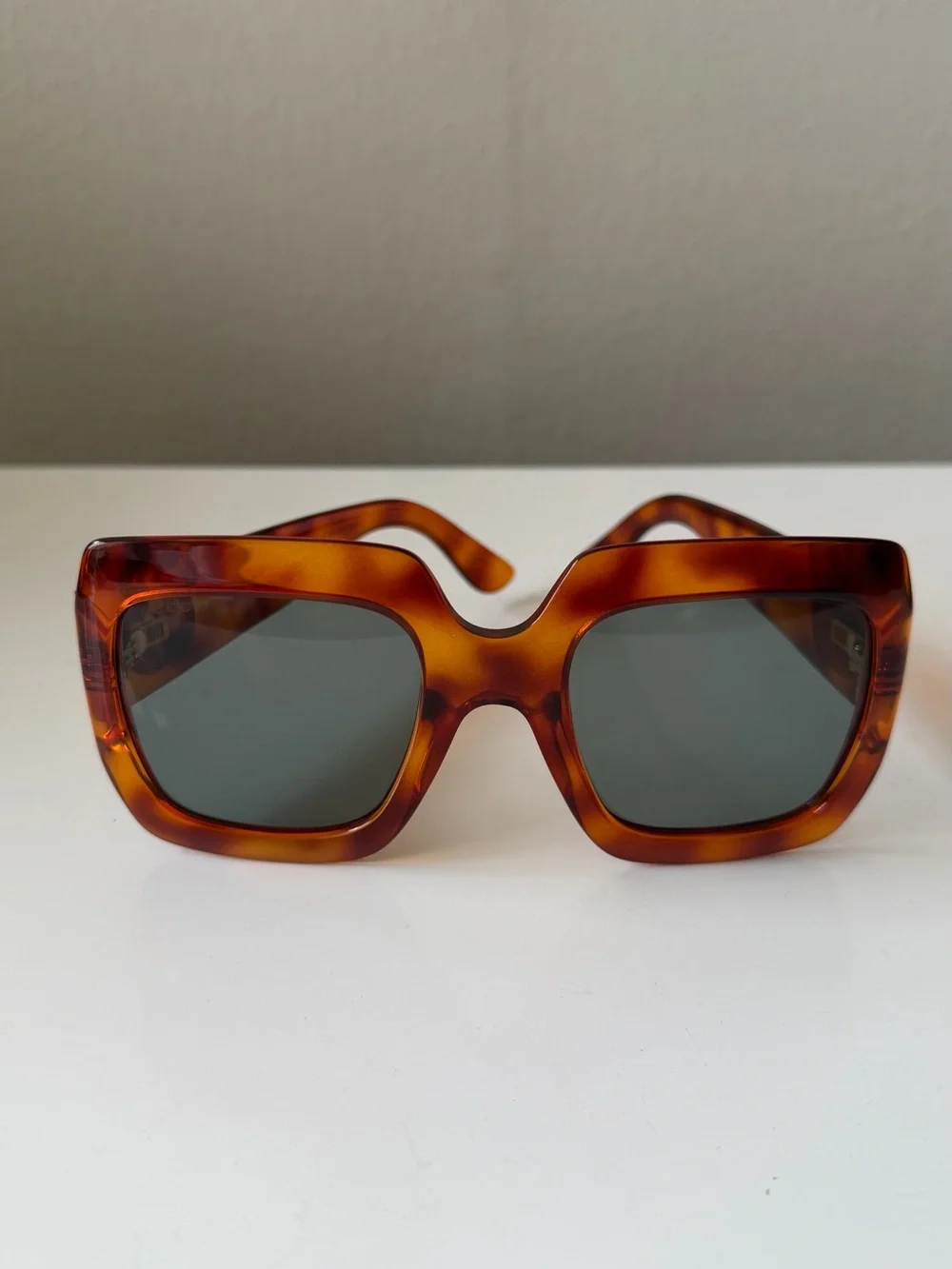 Gucci Tortoiseshell Square Sunglasses with Gold GG Accent